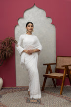 White Dyeable Cotton Saree – Customizable & Versatile