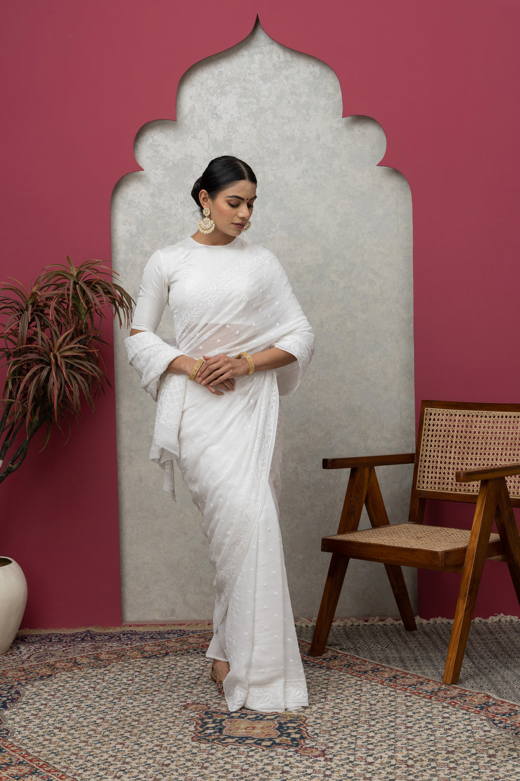 White Dyeable Cotton Saree – Customizable & Versatile