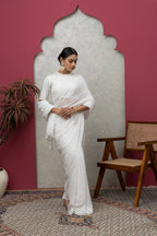 White Dyeable Cotton Saree – Customizable & Versatile