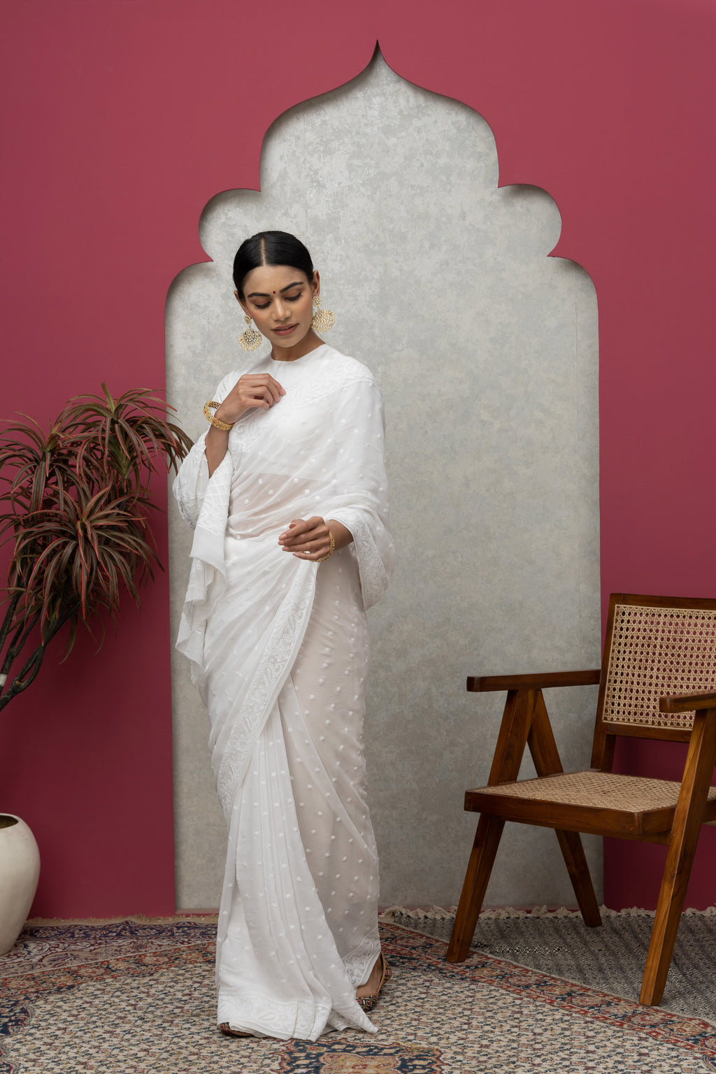 White Dyeable Cotton Saree – Customizable & Versatile