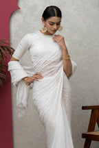 White Dyeable Cotton Saree – Customizable & Versatile