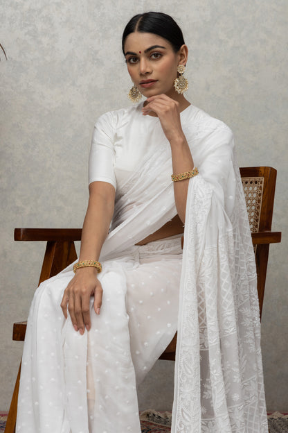 White Dyeable Saree