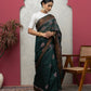 bottle  green chanderi saree with blouse