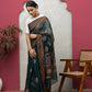 bottle  green chanderi saree with blouse