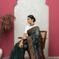 bottle  green chanderi saree with blouse