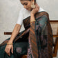 bottle  green chanderi saree with blouse