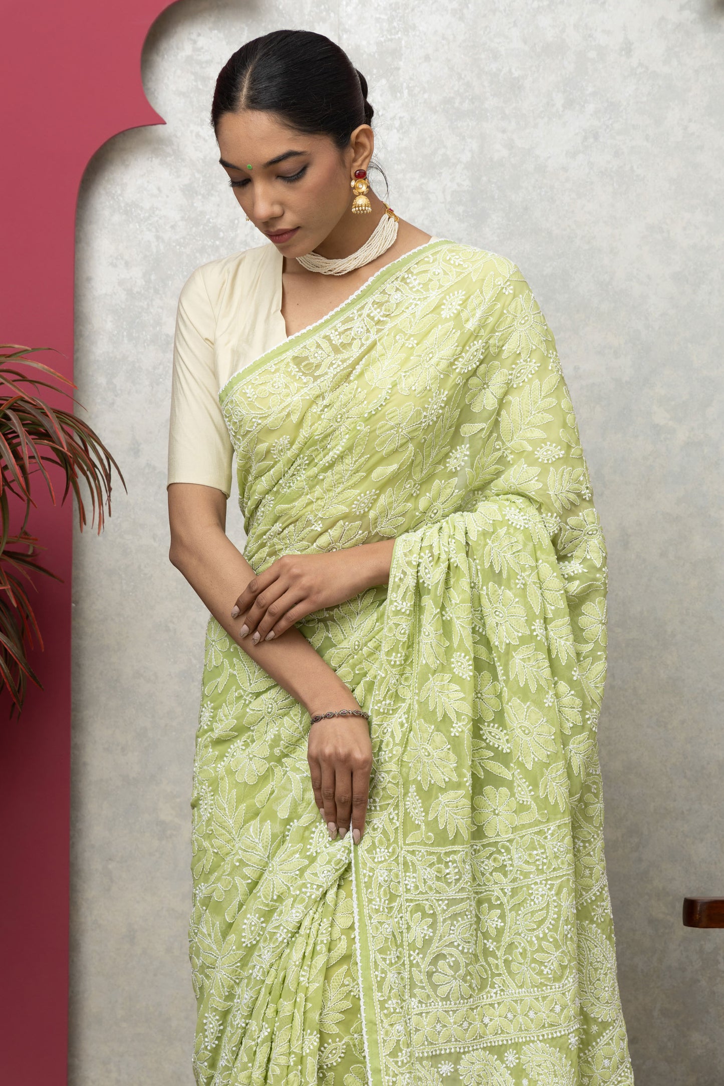 Green Georgette Saree with Blouse