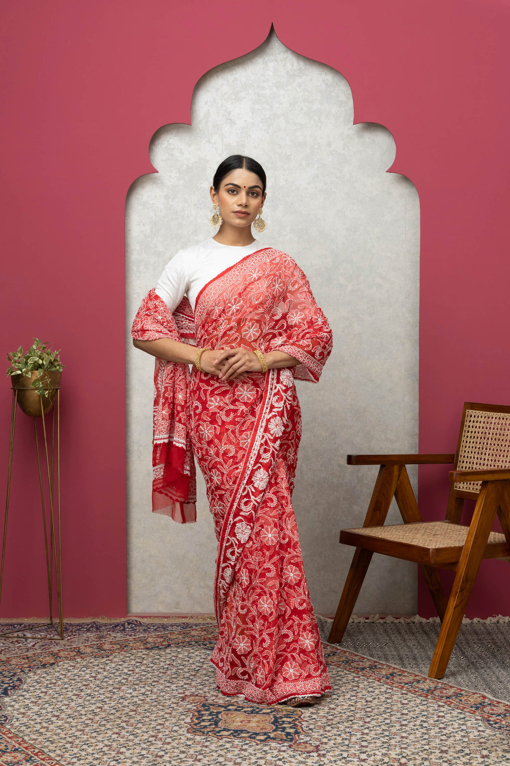 Festive Red Georgette Saree for Women