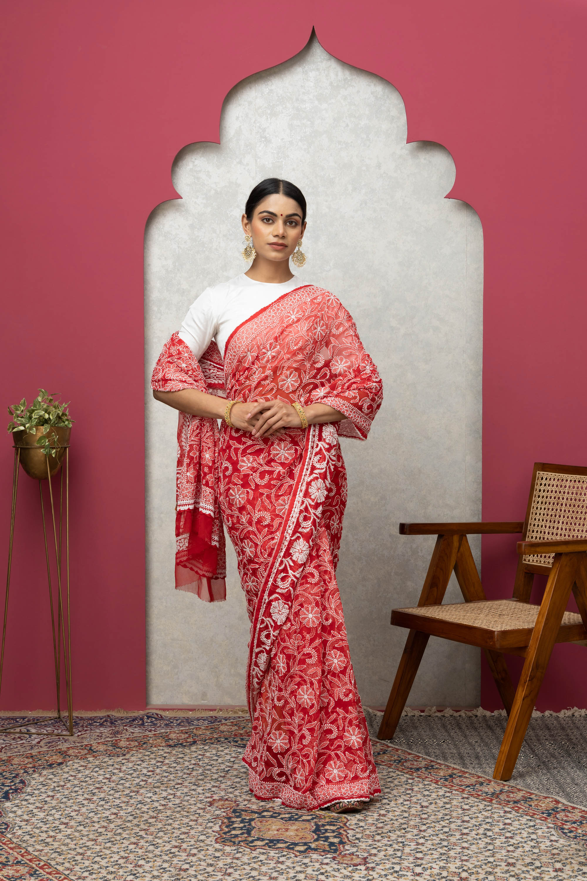 Festive Red Georgette Saree for Women
