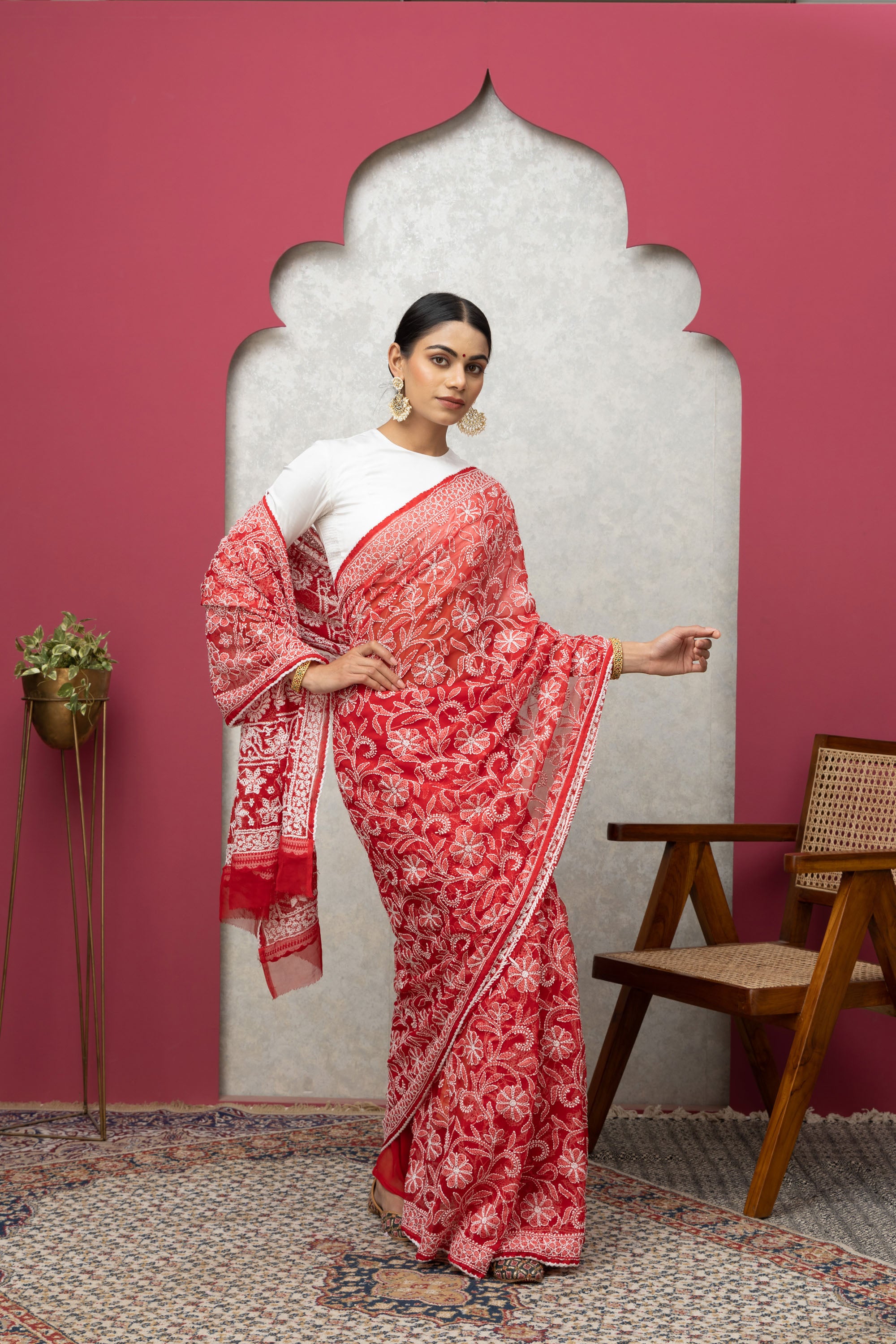 Festive Red Georgette Saree for Women