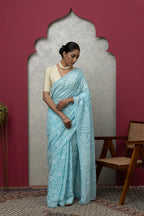 Blue Georgette Saree with Matching Blouse – Elegant & Flowing