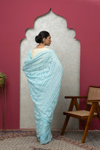 Blue Georgette Saree with Matching Blouse – Elegant & Flowing