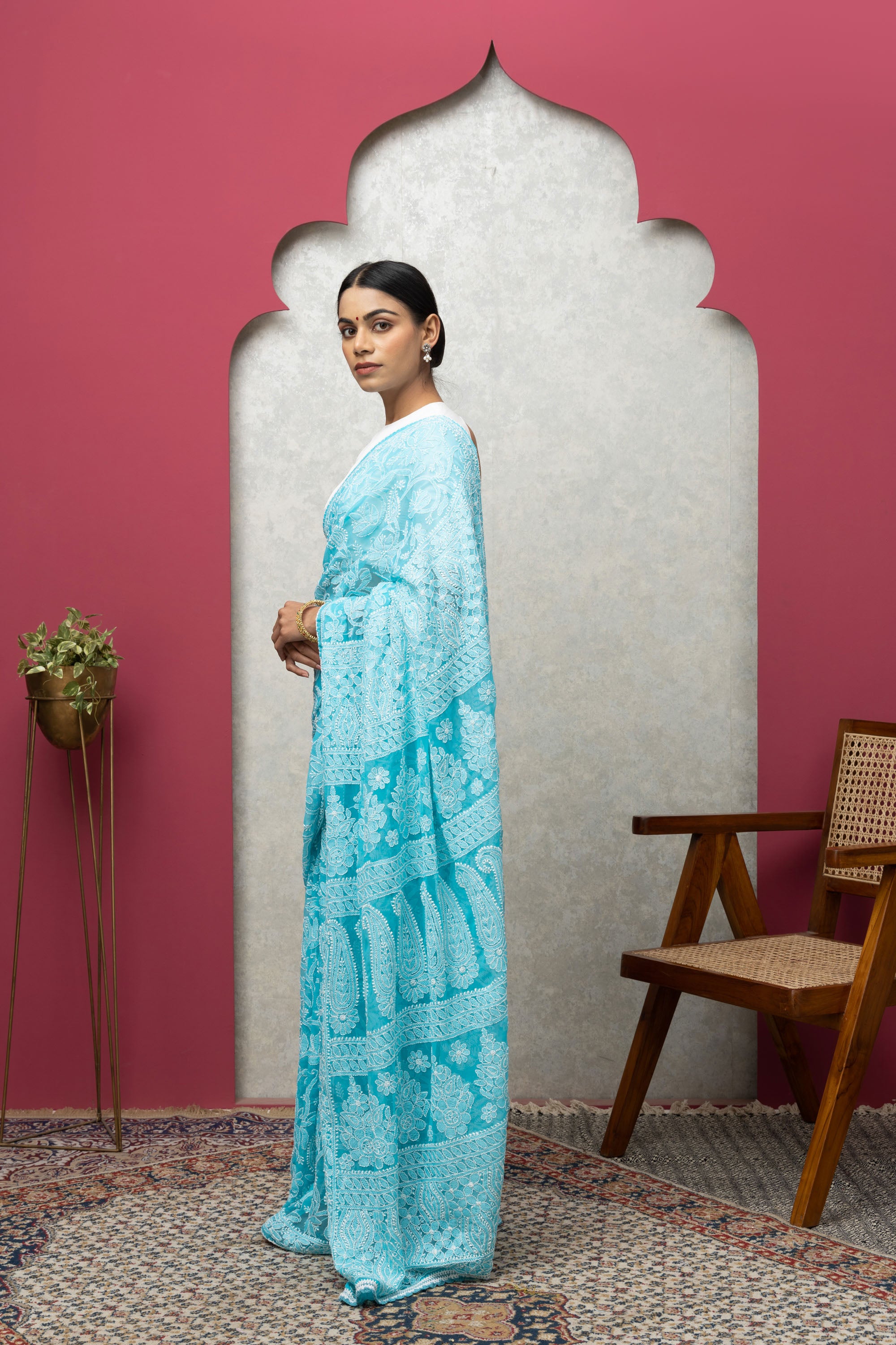 Lightweight Blue Georgette Saree with Matching Blouse