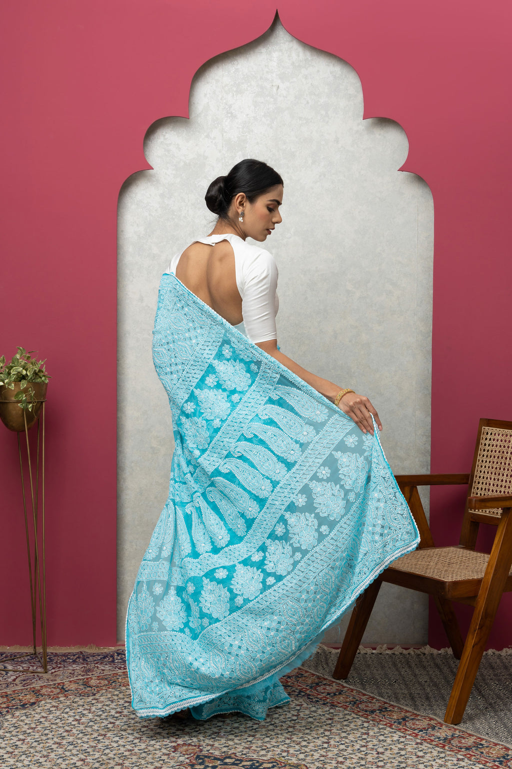Lightweight Blue Georgette Saree with Matching Blouse