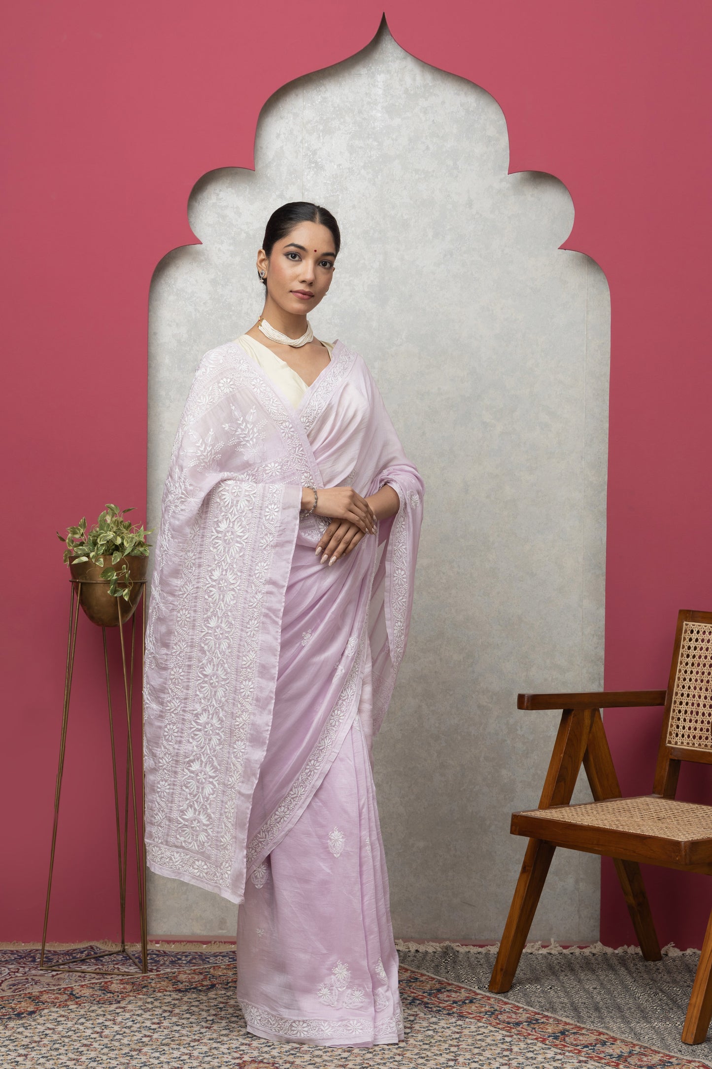 Mauve Chanderi Saree with Blouse