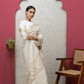 tissueBeige sareewithblouse+golden border+chikankari
