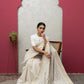tissueBeige sareewithblouse+golden border+chikankari