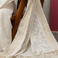 tissueBeige sareewithblouse+golden border+chikankari