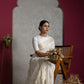 tissueBeige sareewithblouse+golden border+chikankari