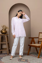 Pink  Georgette Shirt with Mukaish Work – Elegant & Lightweight