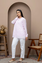 Pink  Georgette Shirt with Mukaish Work – Elegant & Lightweight