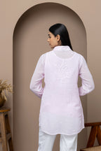 Pink  Georgette Shirt with Mukaish Work – Elegant & Lightweight