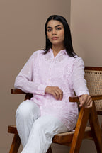 Pink  Georgette Shirt with Mukaish Work – Elegant & Lightweight