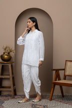 White Dyeable Chikankari Georgette Shirt