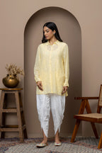 Yellow Georgette Shirt with Mukaish Work – Elegant & Lightweight