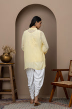 Yellow Georgette Shirt with Mukaish Work – Elegant & Lightweight