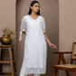 White Chikankari Kurti with Tie-Up Sleeves