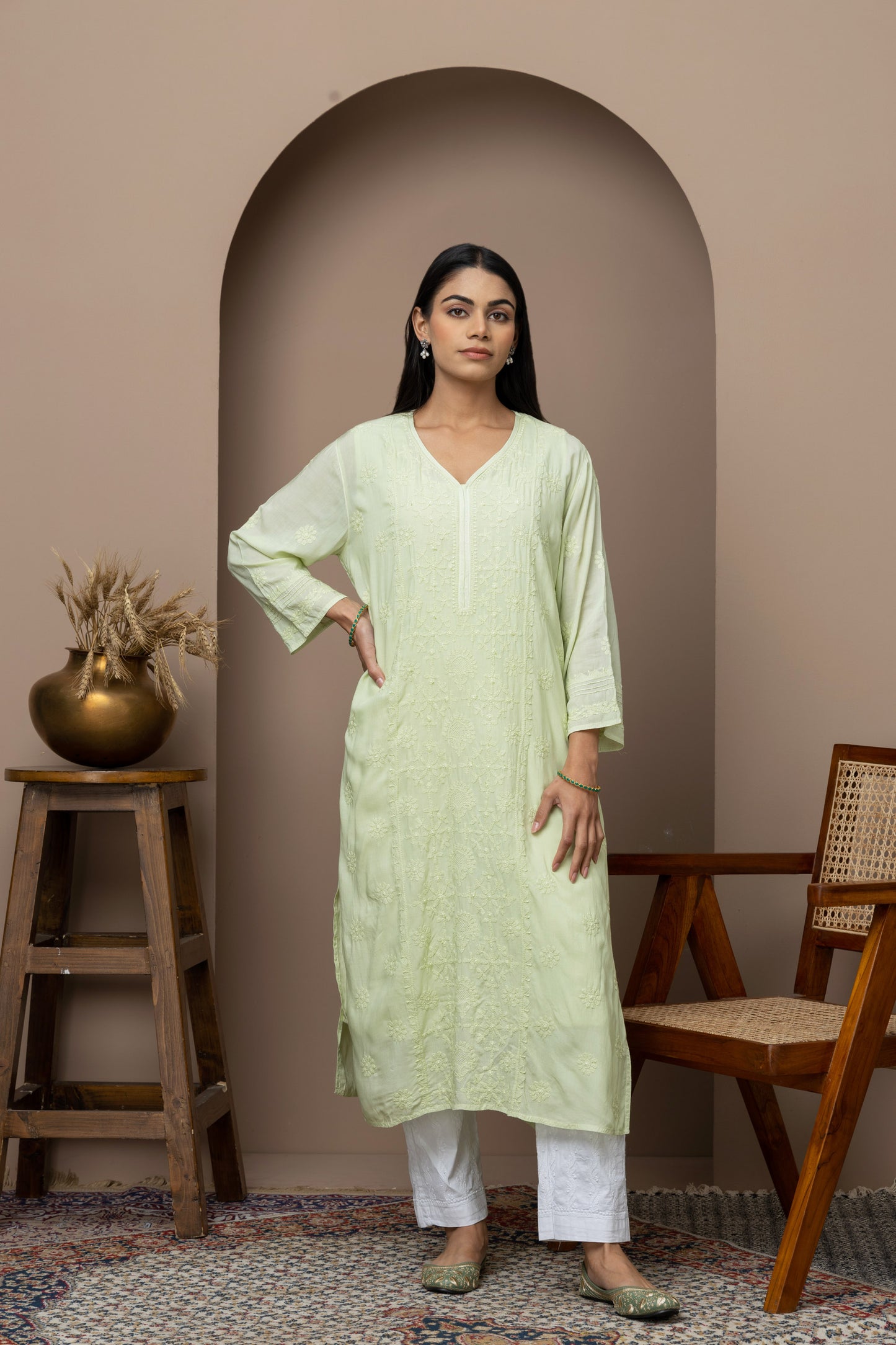 Green Mul Cotton Kurti