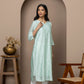 Sea Green chanderi silk kurti+chikankari