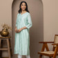 Sea Green chanderi silk kurti+chikankari