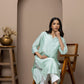 Sea Green chanderi silk kurti+chikankari