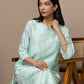 Sea Green chanderi silk kurti+chikankari