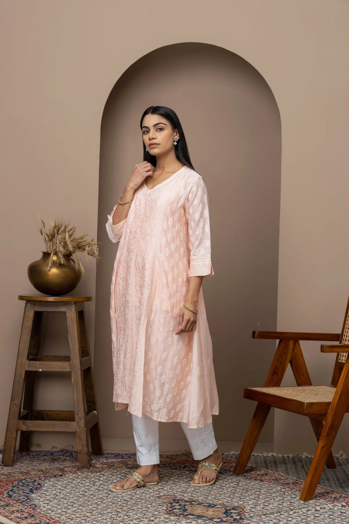 Pastel Yellow Chikankari Cotton Kurti – Elegant Handcrafted Lucknowi Embroidery