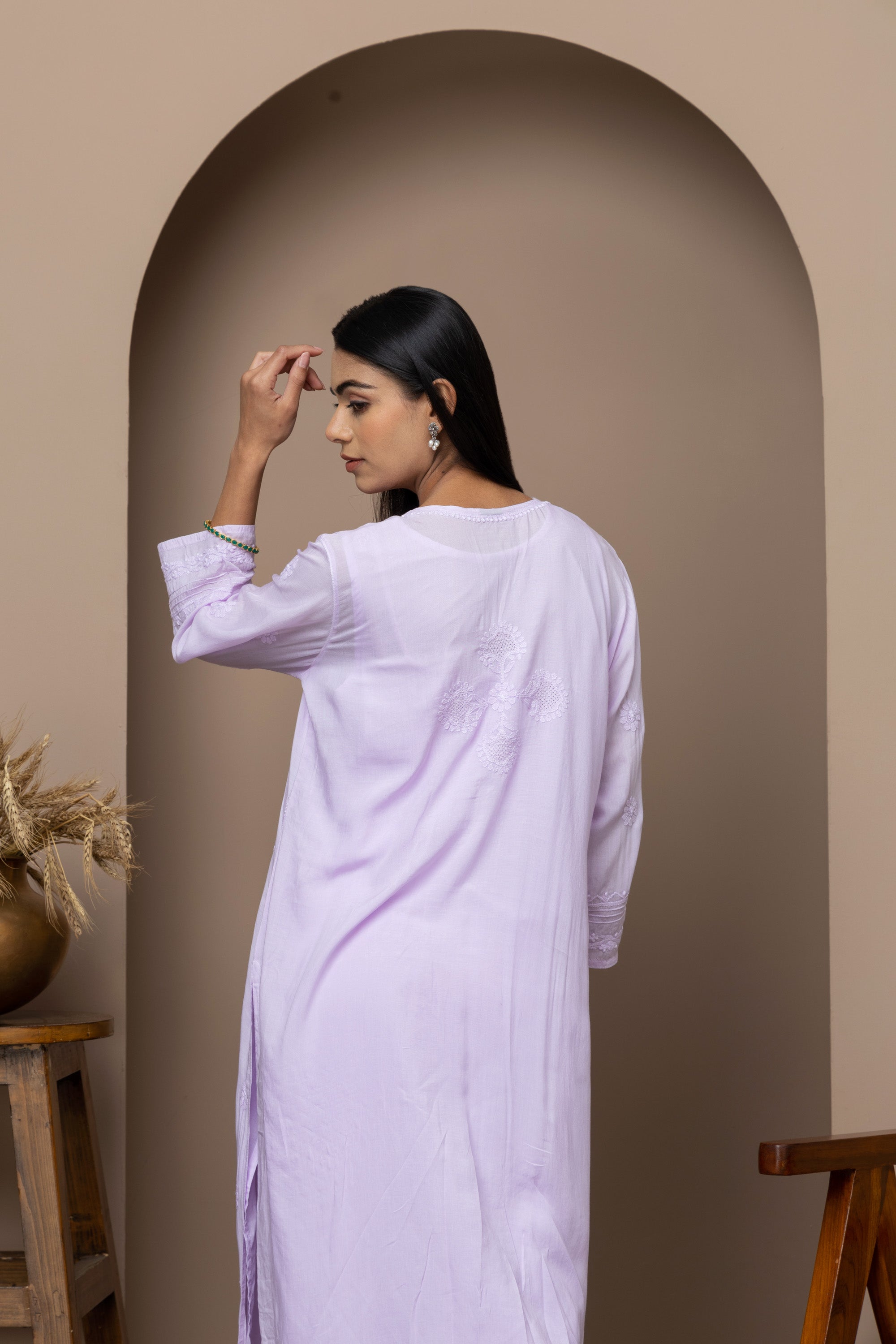 Purple Mul Cotton Kurti with Jaali Work – Lightweight & Elegant
