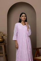 Mint Green Chikankari Angrakha Anarkali Kurta Set – Hand Embroidered Ethnic Wear | House of Nandini