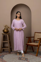 Purple Georgette Full Jaal Chikankari Kurti with Slip