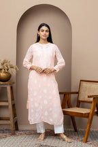 Elegant Purple Georgette Kurti with Slip – Chikankari Embroidered Ethnic Wear for Women