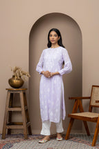 Elegant Purple Georgette Kurti with Slip – Chikankari Embroidered Ethnic Wear for Women