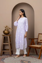 Elegant Purple Georgette Kurti with Slip – Chikankari Embroidered Ethnic Wear for Women