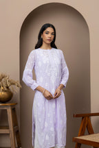 Elegant Purple Georgette Kurti with Slip – Chikankari Embroidered Ethnic Wear for Women