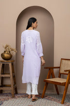 Elegant Purple Georgette Kurti with Slip – Chikankari Embroidered Ethnic Wear for Women