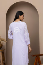 Elegant Purple Georgette Kurti with Slip – Chikankari Embroidered Ethnic Wear for Women