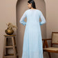 Georgette blue dress with slip+chikankari
