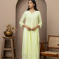Green long dress+chikankari