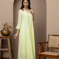 Green long dress+chikankari