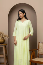 Red Georgette Chikankari Dress